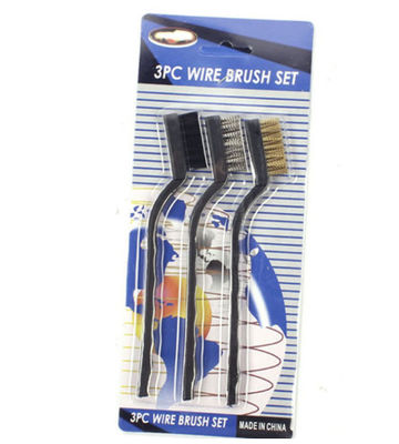 3 Pcs Mini Wire Brush Set Steel Brass Pp Handheld Cleaning Polishing Metal Rust Brush