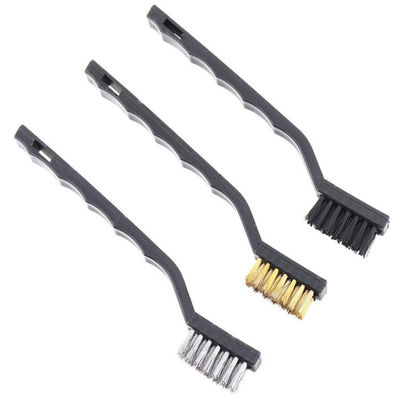 3 Pcs Mini Wire Brush Set Steel Brass Pp Handheld Cleaning Polishing Metal Rust Brush